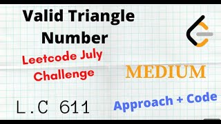 Valid Triangle Number | Leetcode 611 | C++