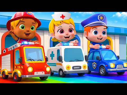 Pequena Equipe de Resgate | Carro de polícia, caminhão de bombeiros, ambulância | Música Infantil