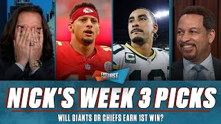 Russ will NOT outduel Mahomes, Packers on Upset Alert, Nick's Week 3 Picks | FIRST THINGS FIRST
