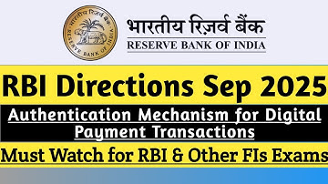 RBI Directions 2025 | Authentication Mechanism for Digital Payment Transactions | 2FA | RBI Grade B 