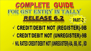 Part-2 GSTR-1( Debit/Credit Note- Register 9B & Unregister 9B ) in Tally ERP 9 Release 6.2.