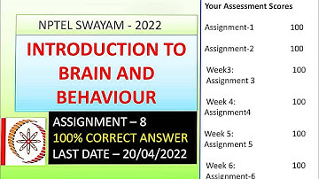 #nptel  ,week 8 ,introducion to brain and behaviour, Assignment solution -2022