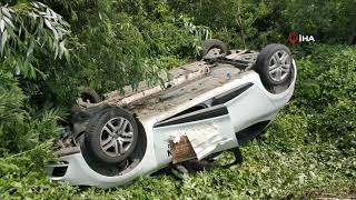 ACEMİ SÜRÜCÜ ADAYININ KULLANDIĞI OTOMOBİL TAKLA ATTI