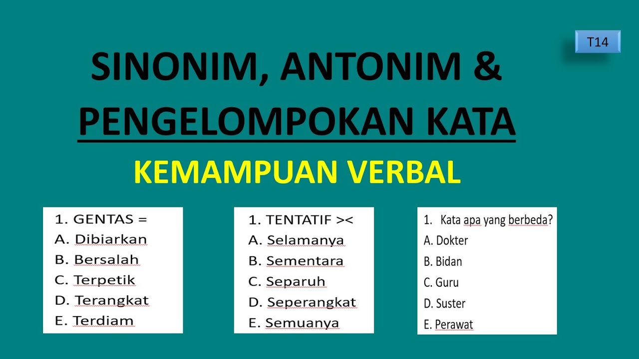 SINONIM, ANTONIM & PENGELOMPOKAN KATA (TES KEMAMPUAN VERBAL)