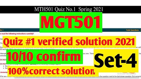 Mgt501 :Quiz 1verified solution 2021 ||set-4||maths by Zahfran