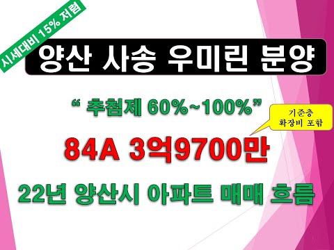 양산 사송지구 C 2BL 우미린 입주자모집공고_688세대 분양_22년 양산시 아파트 매매 흐름 및 입주 예정 물량