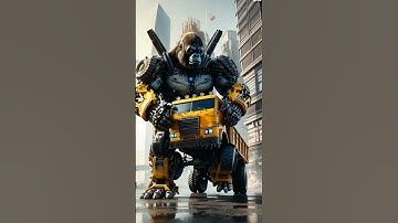 Incredible fusion with Gorilla and Yellow truck #hybridanimals #fusion #transformers #ai