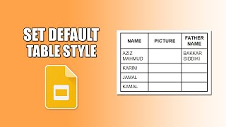 How to set default table style in google slides
