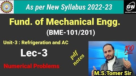 Lec-3/Unit-3 I Refrigeration and Air-Conditioning I Fund. of Mech.Engg.I m.s.tomer