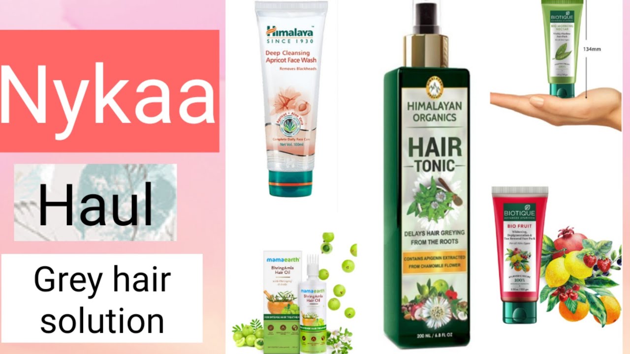 Nykaa Haul | Grey Hair solution | Himalaya Organic Hair tonic Review |  Mamaearth BhringAmla Oil - YouTube