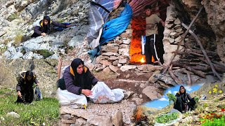Nomadic Life in Zagros | Mother's Dangerous Journey to Pick Wild Herbs from the Rocks
