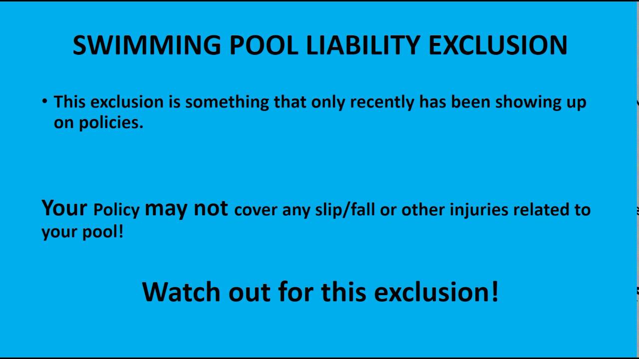 Swimming Pool Liability Exclusion YouTube