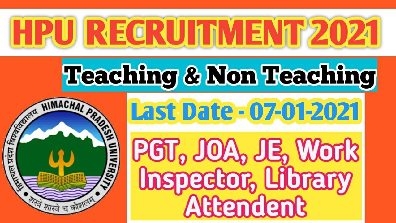 HP university Recruitment 2021 | How to apply Hpu Vacancies | HPU New Vacancies 2021 | HP Govt Job