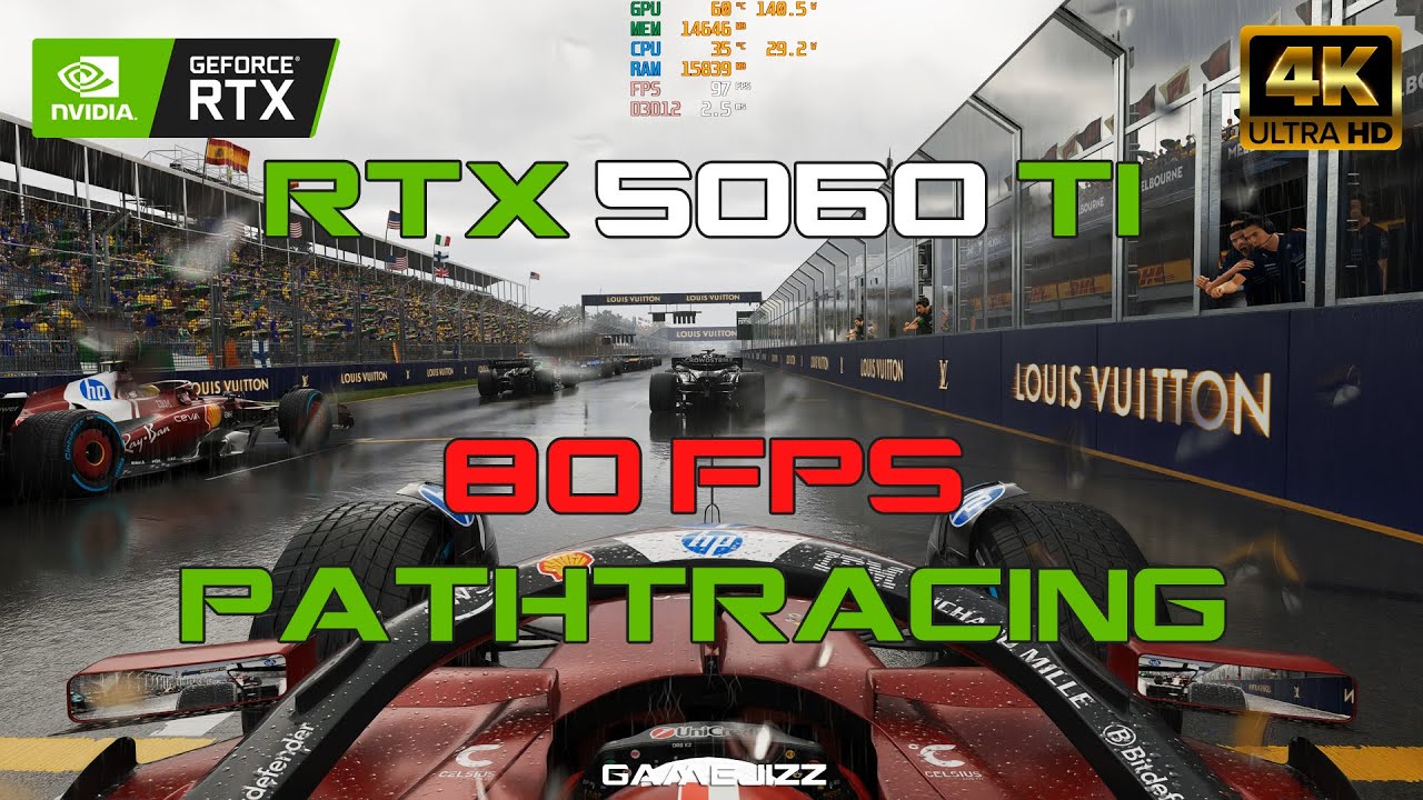 F1 25 Pathtracing RTX 5060 Ti 16GB MFG 4x Multi Frame Generation 4K Raytracing FPS Benchmark SF-25