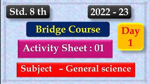 8th Class Science Bridge Course Activity 1 Semi English | Setu abhyaskram 8th class science day 1
