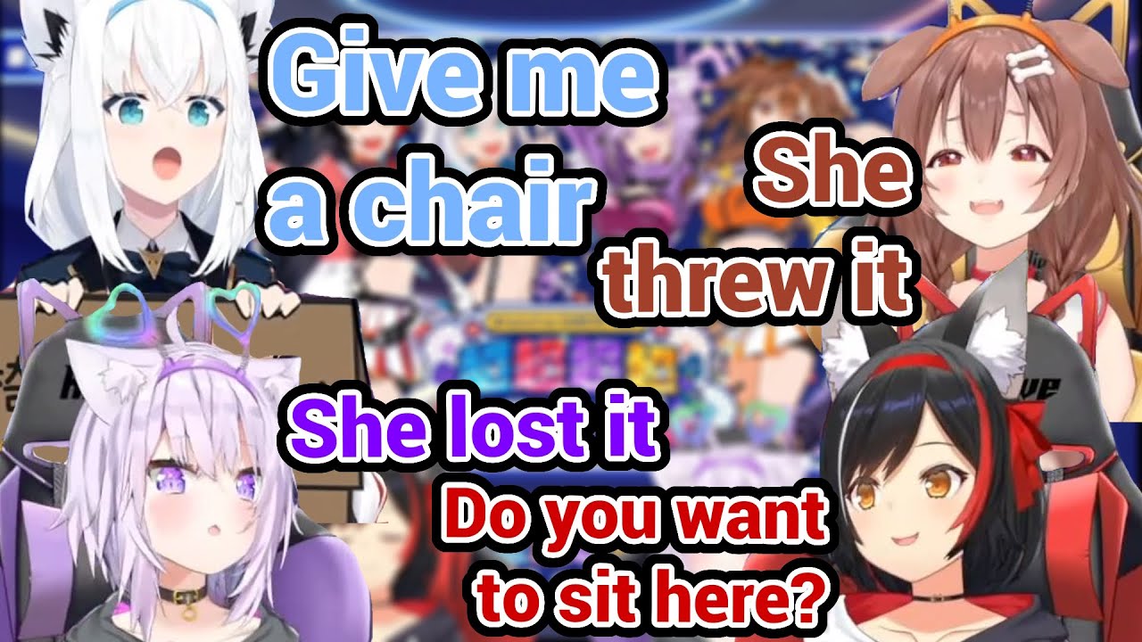 Fubuki is The Only Member in Gamers That Doesn't have a Chair with Mio Okayu Korone Gamers Collab!!!