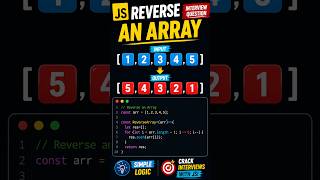 Reverse an Array in JavaScript 🔥 | Array Interview Question #12