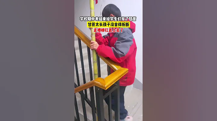 #甘蔗 #期中考試 #獎勵 學校期中考結束給學生們發了甘蔗 ，甘蔗太長孩子沒捨得折斷，走樓梯扛著上去了。 - 天天要聞