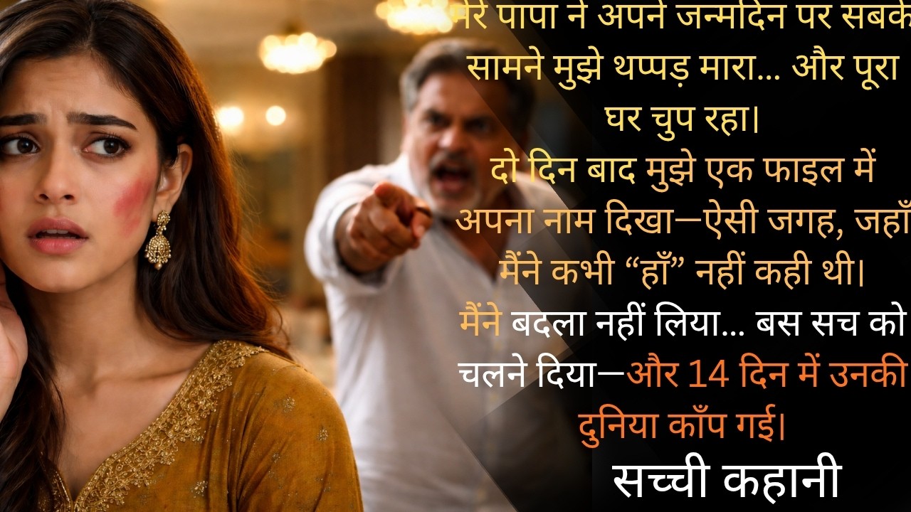 पापा ने जन्मदिन पर सबके सामने थप्पड़ मारा… 14 दिन बाद मेरे नाम ने उनका “साम्राज्य” हिला दिया