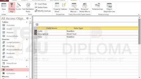 Set the Code and Description fields of the open table as primary keys. Save and close the table.