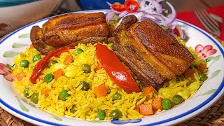 Arroz con Chancho a la Jardinera EXTREMADAMENTE DELICIOSO | Receta Peruana | Sazón y Corazón