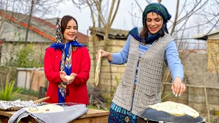 Baking Pita Bread On Fire, the Rural Way |  Routin Village Life In IRAN!