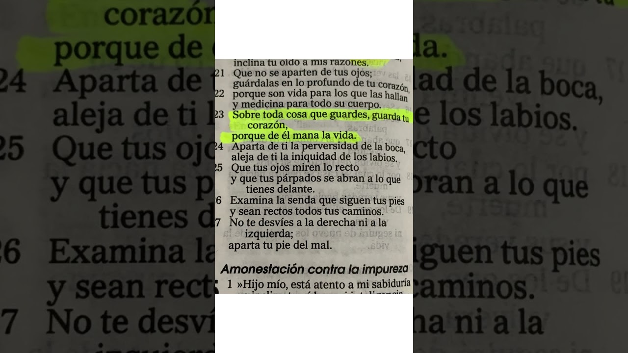 Sobre toda cosa guarda tu corazon  Proverbios 4 : 23