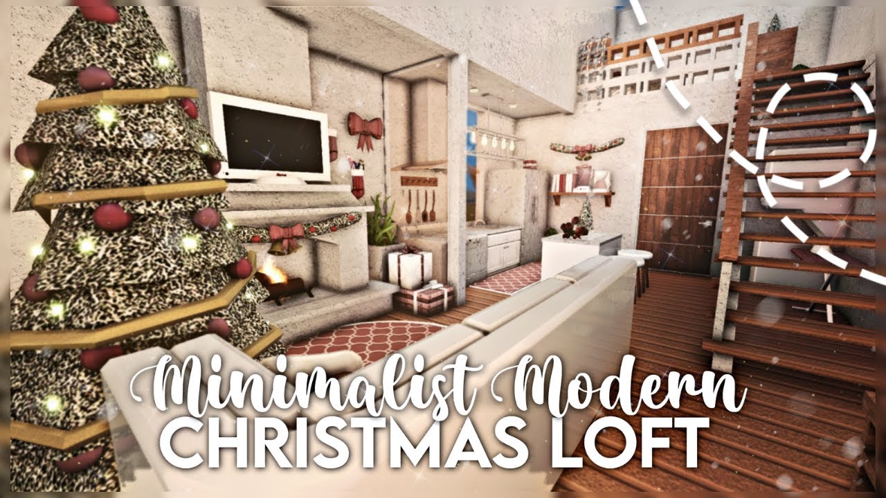 No Gamepass Minimalist Modern Christmas Loft I Bloxburg Speedbuild and ...