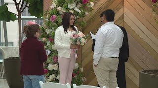 Couples get married at Indianapolis Artsgarden on Valentine's Day