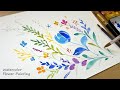 Simple blue flower watercolor painting