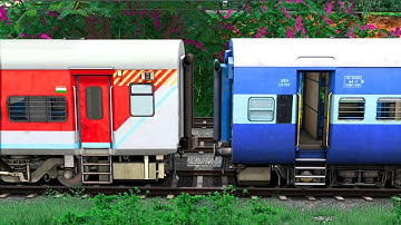 LHB RED COUPLING ICF BLUE COACH TRAIN | BUMPY RAILROAD | RAILWORK | INDIAN TRAIN SIMULATOR 2024