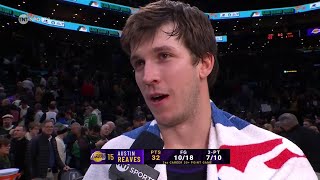 Austin Reaves talks BIG WIN vs Celtics, Postgame Interview 🎤