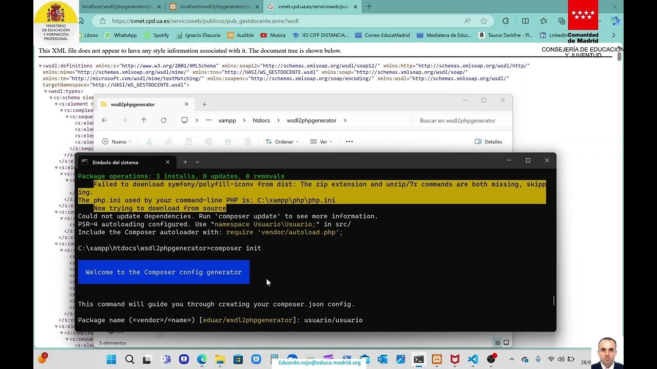 Wsdl2phpgenerator soap con php 8 3 windows profesor ingeniero