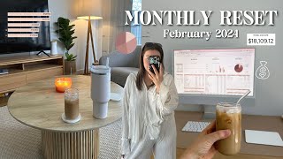 FEBRUARY MONTHLY RESET | budget with me, goal setting + low spend month