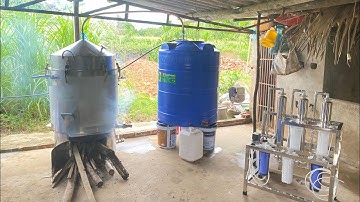 Nồi Hơi Nấu Rượu bằng Củi bếp gắn liền thân nhanh như điện siêu tiết kiệm củi