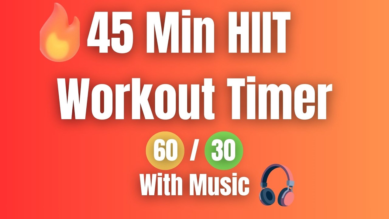 45 Minute HIIT Workout Timer With Music | 60 Seconds Work/30 Seconds Rest | 30 Rounds