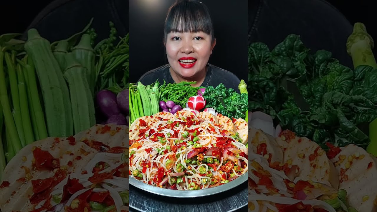 ก้อยขนมจีนใส่พริกแห้งเผ็ดแซ่บจัดจ้านอร่อยสุดๆ @ตั้งใจกิน 