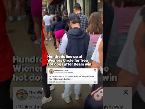 Hundreds line up at Wieners Circle for free hot dogs after Bears win