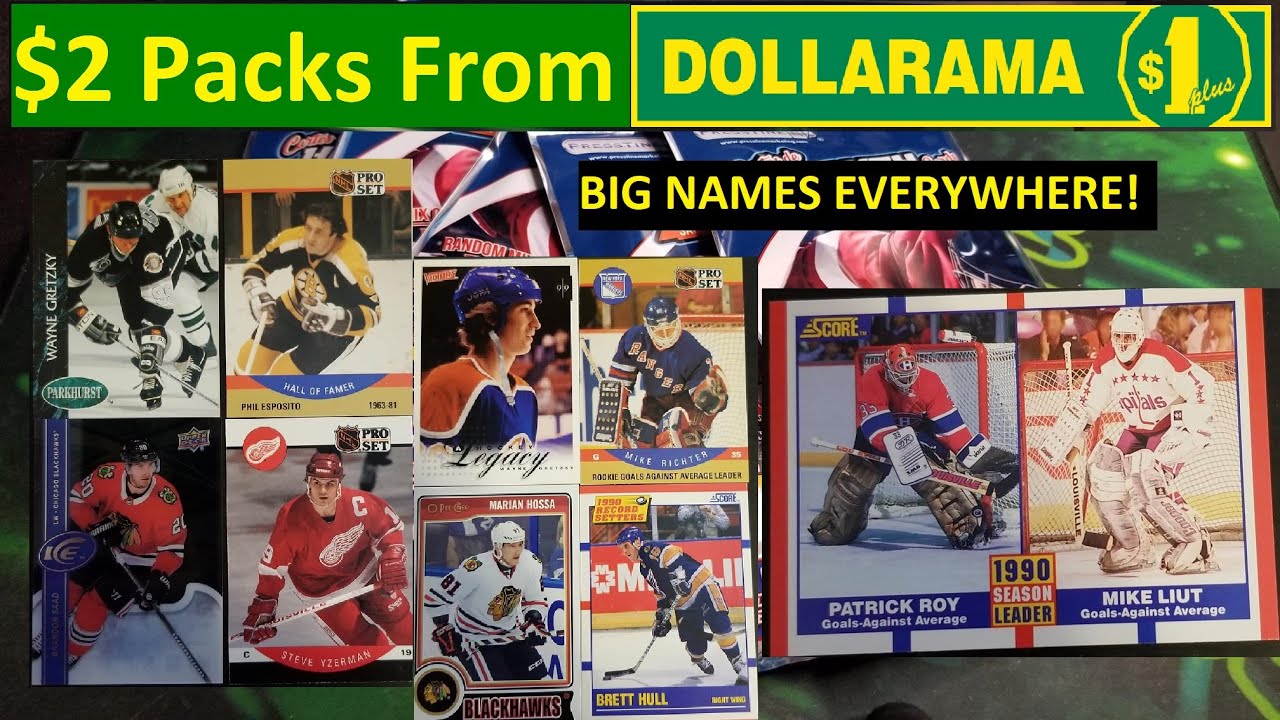 Hossa, Hull, Gretzky, Roy, Richter and an Acetate. Opening $2 Dollarama Hockey Packs