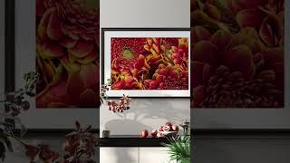 Spring Red Flowers Canvas Wall Art Set of 2 | Unframed Horizontal Macro Photography Prints