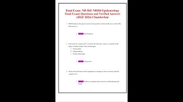 FINAL EXAM NR 503 NR503 EPIDEMIOLOGY FINAL EXAM QUESTIONS AND VERIFIED ANSWERS 2023 2024 CHAMBERLAIN