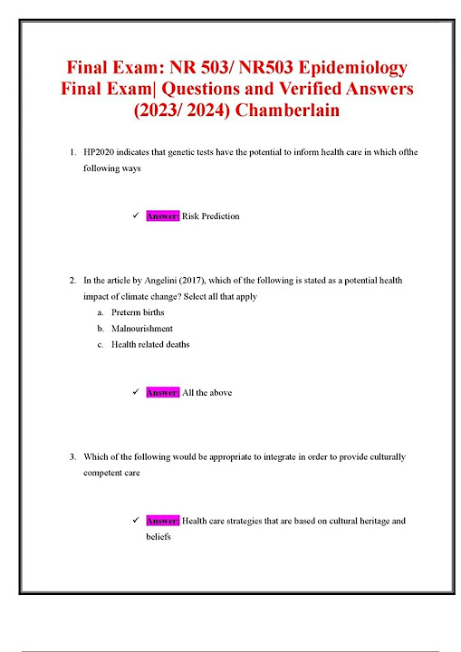 FINAL EXAM NR 503 NR503 EPIDEMIOLOGY FINAL EXAM QUESTIONS AND VERIFIED