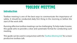 How to conduct Toolbox meeting