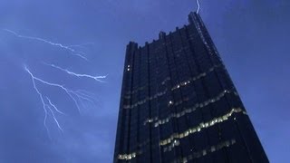 Pittsburgh HD Lightning Compilation - intense strikes over skyscrapers