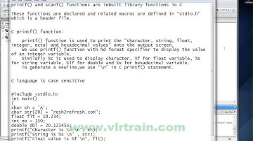 Printf Function in c language part 1 English-vlr training