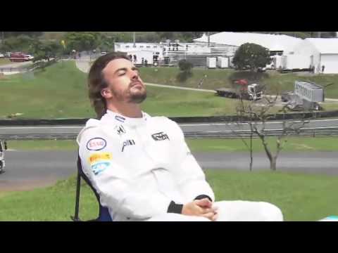 Fernando Alonso Sun Baking After Early Qualifying Retirement - Interlagos 2015