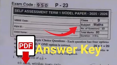 9th Maths Sa1 Question paper 2025-26 answer key| Ap Sa 1 mathematics Question Paper 2025 9th answer