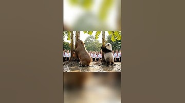 Capybara vs Panda và cuộc thi leo chuối cấp quốc gia #trending #phimhoạthình #animals#funny#capybara