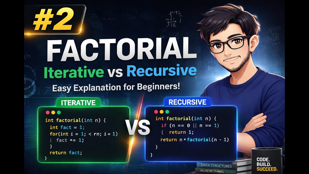 Factorial Program in C++ (Iterative & Recursive) #2 | Easy Explanation ...