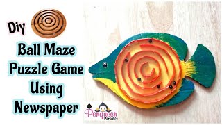 Diy Ball maze puzzle games at home using Cardboard and old Newspaper | Cardboard game board screenshot 5